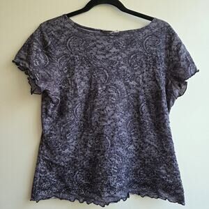 VTG Y2K Studio Y Lace‎ Print Top Large Whimsigoth Fairy Grunge Dark Romantic